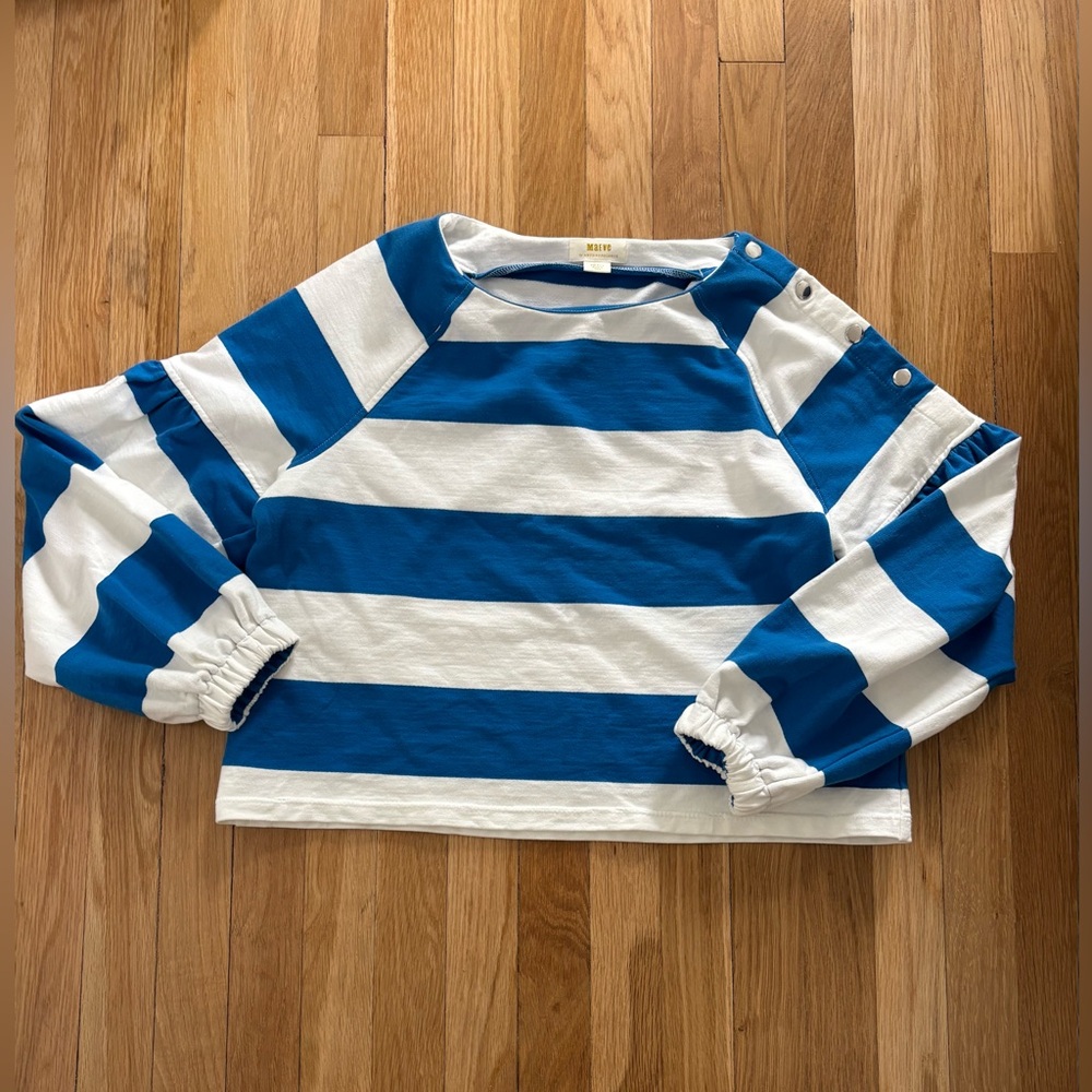 Maeve by Anthropologie Blue and White Striped  Shirt